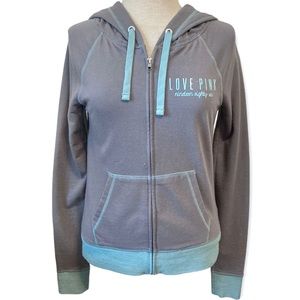 Y2K PINK by Victoria’s Secret Zip Up Jacket Hoodie Gray Turquoise Blue Size XS